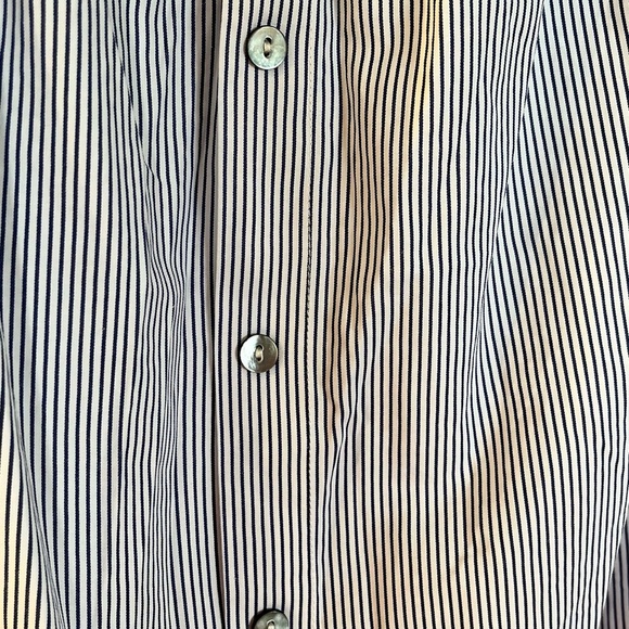 Molly Bracken Blue Striped Mock Button-Down Tunic Top Size M - Picture 2 of 6